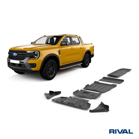 Skid Plate Set (Radiator, Engine, Gearbox, Transfer Case, Fuel Tank, Front Arms) Ford Ranger 2022-;  Volkswagen Amarok 2023-; 2 l. / diesel; 3 l. / diesel